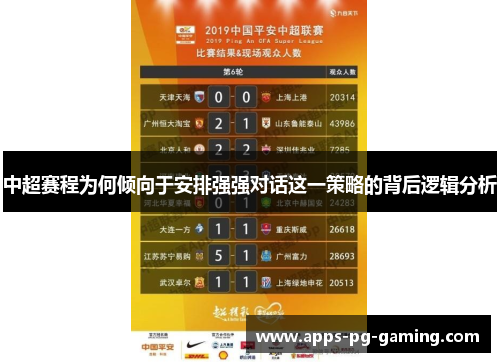 中超赛程为何倾向于安排强强对话这一策略的背后逻辑分析